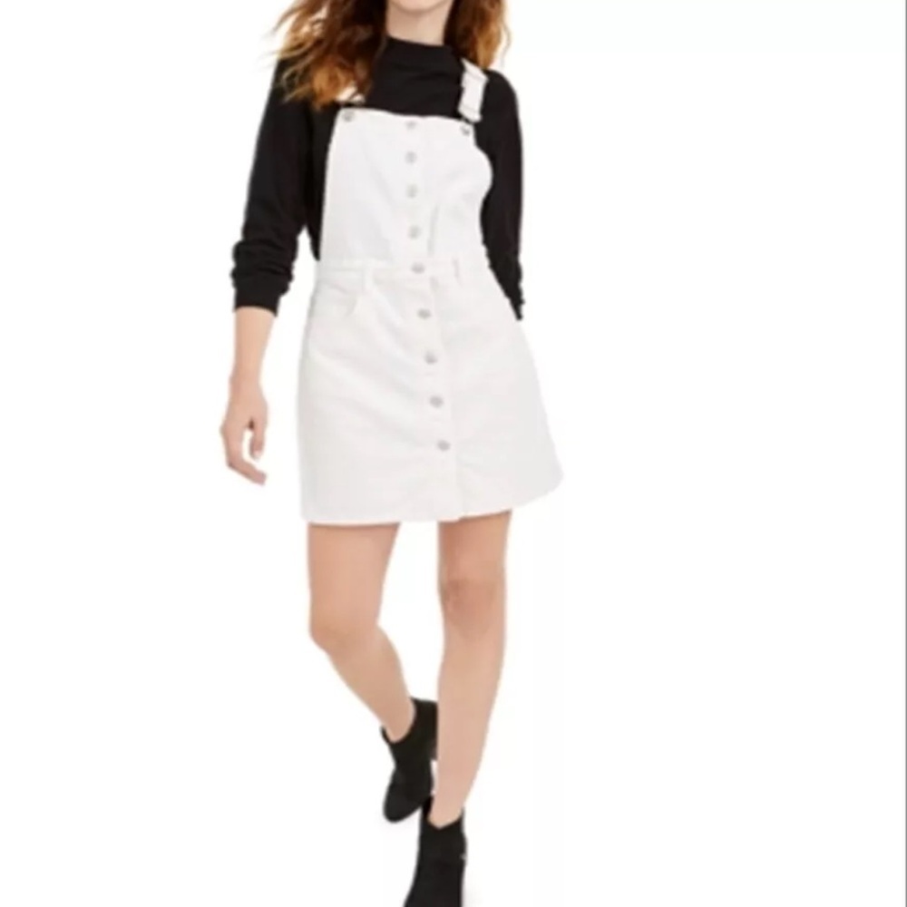 NWT, retails 99, White Corduroy Overall Dress - Picture 2 of 11